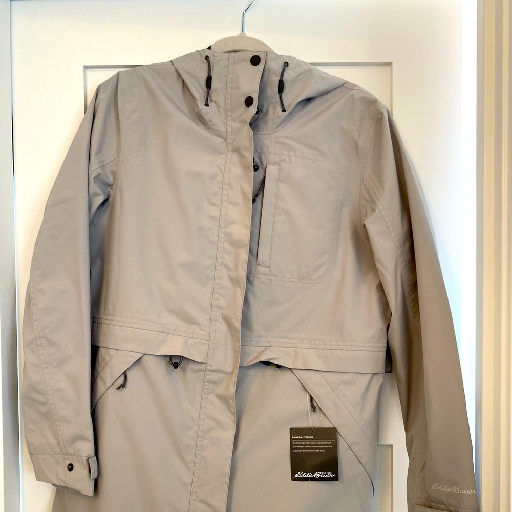 Eddie Bauer Light Grey Trench Rain Coat